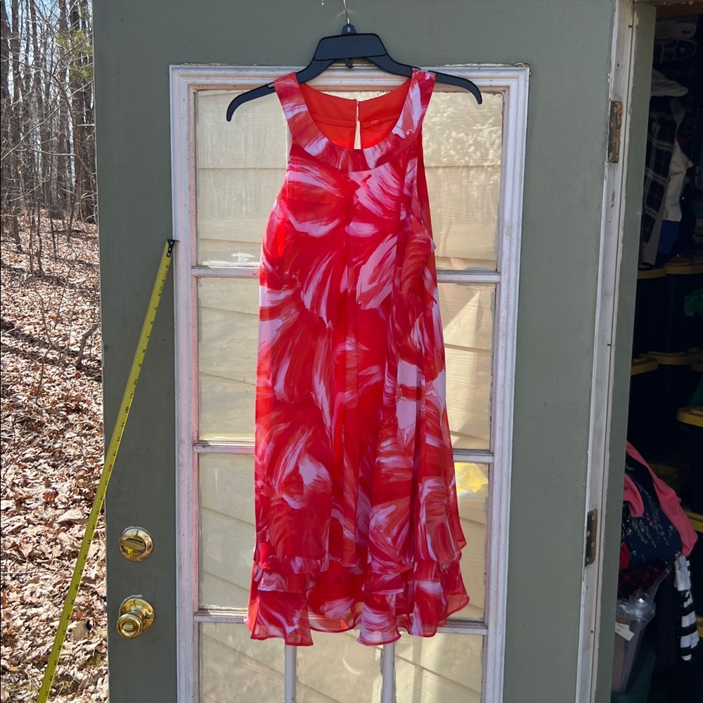 Women's Size L Vibrant Orange and White Women's Dress Sleeveless ❤️